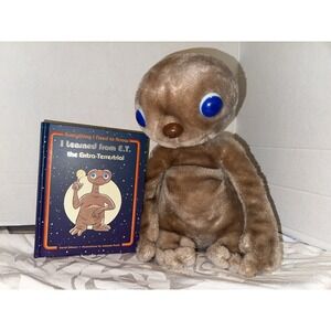 E.T. LOT- 1982 E.T Extra Terrestrial Vintage Stuffed Animal & New E.T. Book